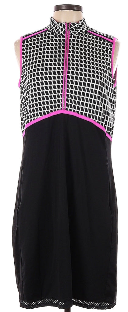 lady hagen golf dresses Lady Hagen Women's Print Block Sleeveless Golf Dress, Large, Mini Stars Dark Navy