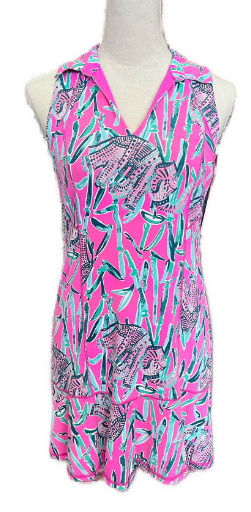 Lilly Pulitzer Luxletic Pink & Green Elephant Print Golf Dress Size S Lilly Pulitzer Luxletic Pink & Green Elephant Print Golf Dress Size S