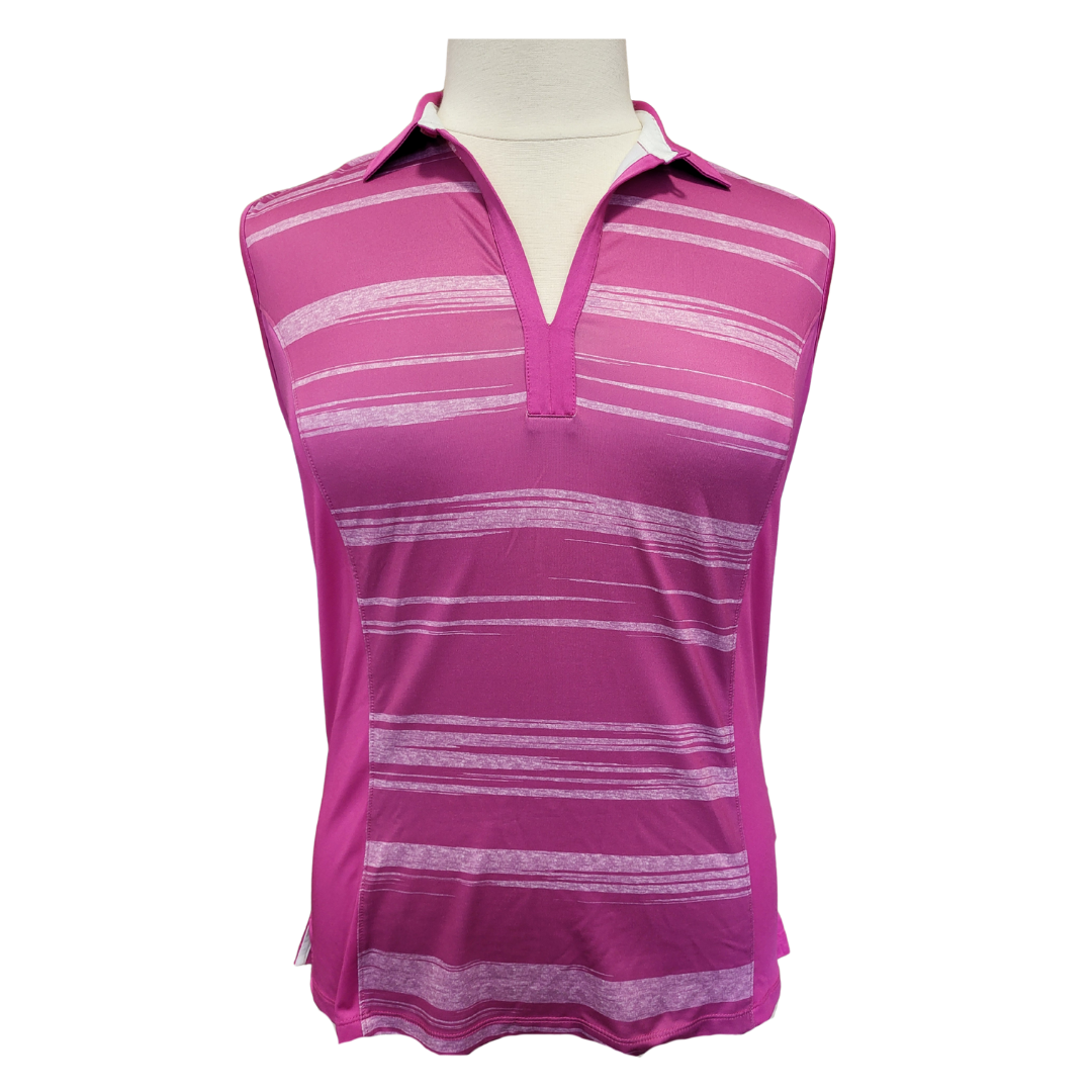 Callaway Magenta w/ White Stripes Women's Sleeveless Golf Top Size XL