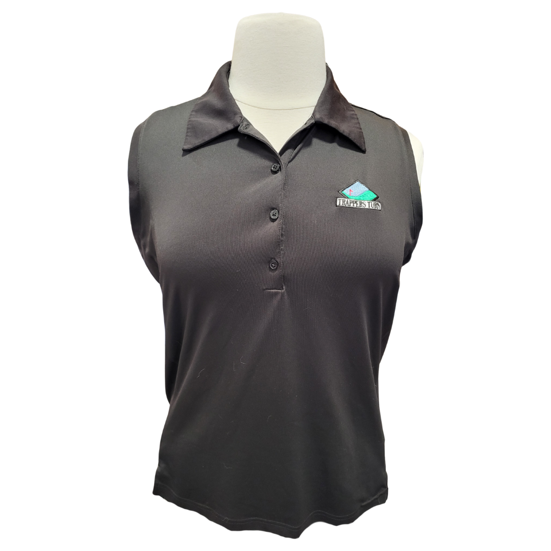 Adidas Climalite Black Sleeveless Polo w/ Logo Trappers Turn Size XL