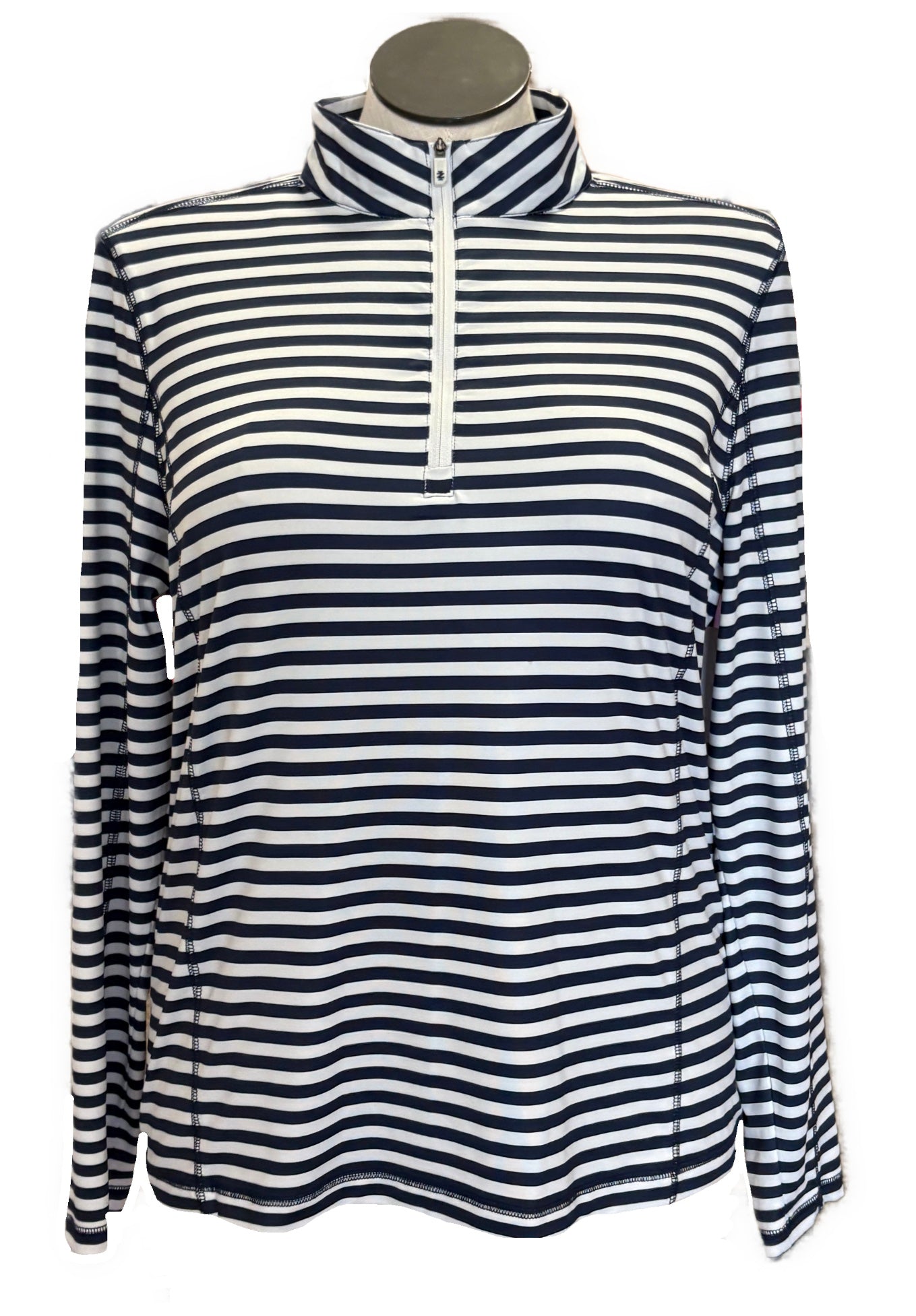 Izod Golf Navy White Striped 1/4 Zip Long Sleeve Pullover Size XL