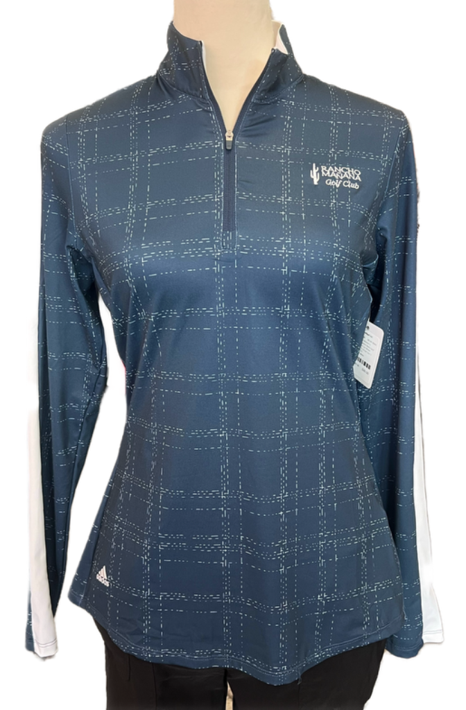 Adidas Women's Primegreen Navy Golf Pullover w/ White Athletic Stripe