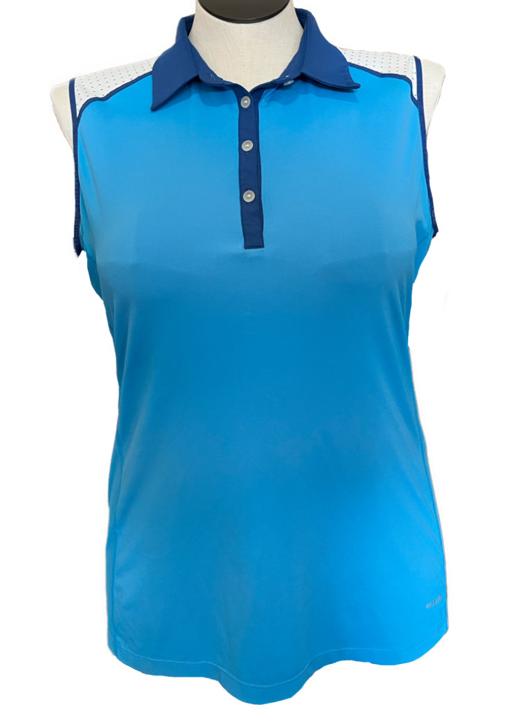 Annika by Cutter Buck Two-Tone Blue Sleeveless Golf Top Size XL