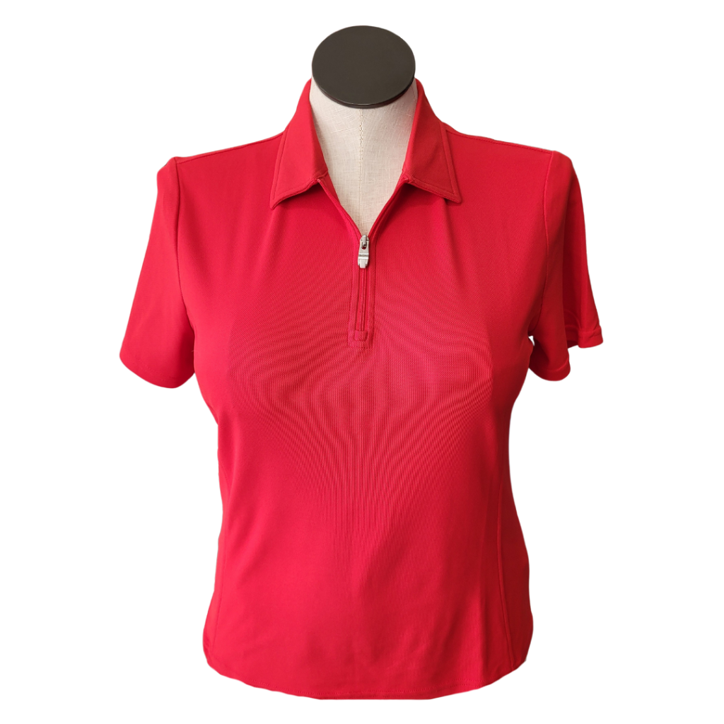 New Nivo Sport Women's Red Zip Golf Polo Size L MSP$70