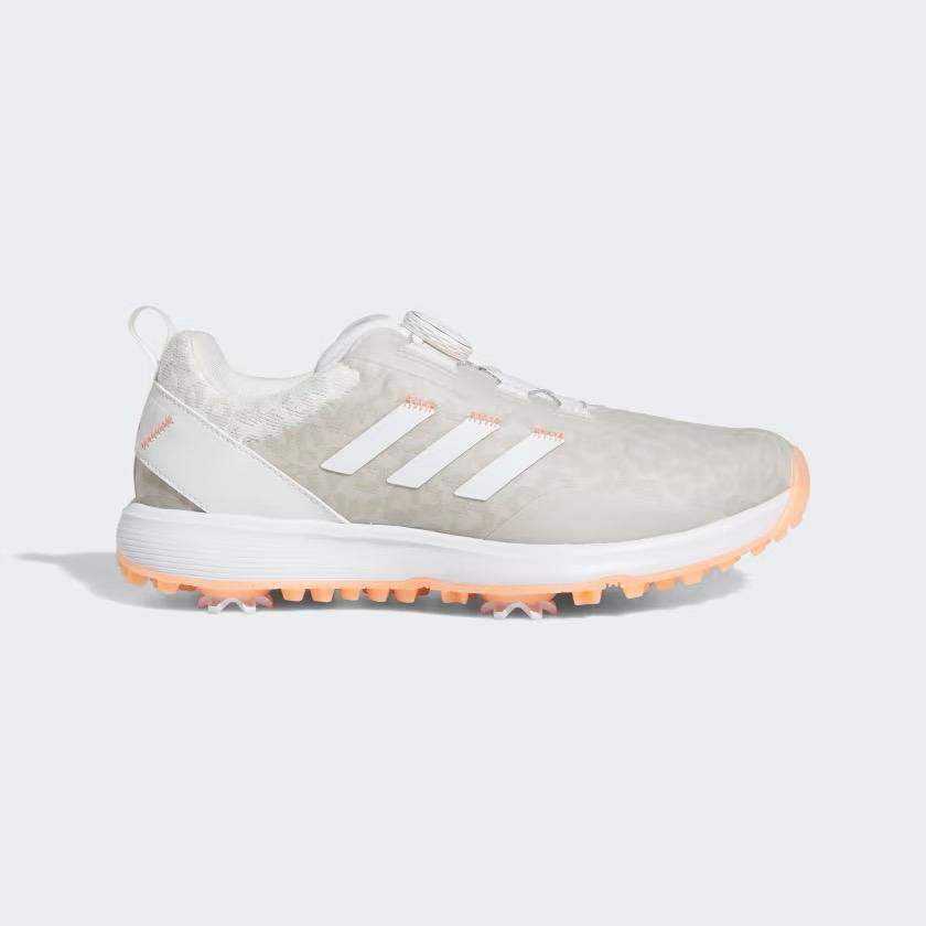 New Women's Adidas S2G BOA Spike Golf Shoes White/Coral MSP$110