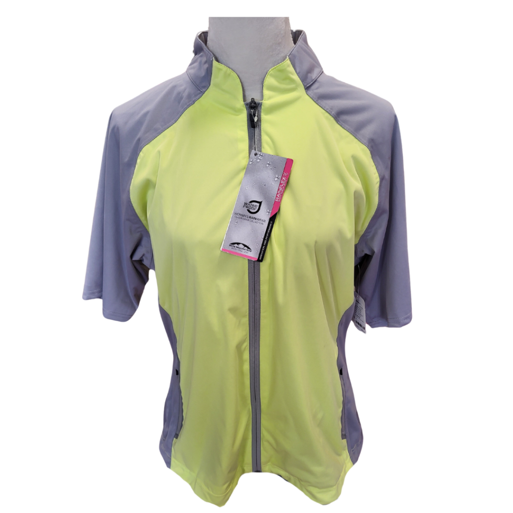 New Sun Mountain Women's Rainflex Short Sleeve Rain Jacket Limeade/Gra