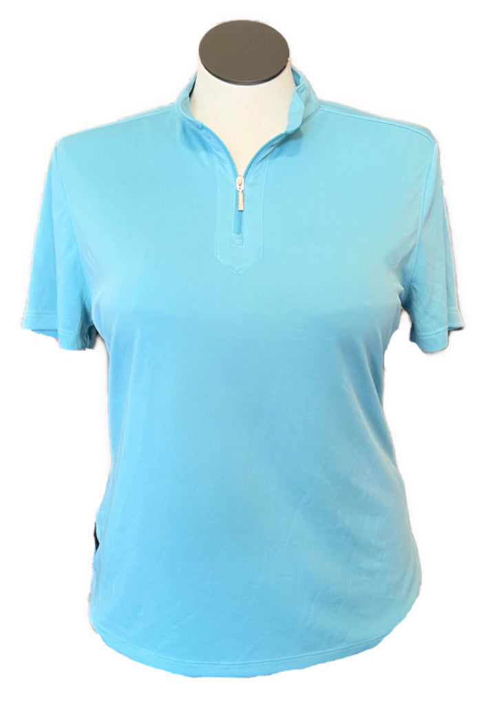 Mimosa by Nivo Blue Zip Mock Short Sleeve Golf Top Size XL