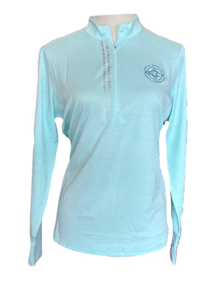 New Annika By Cutter Buck Aqua Heather Golf Pullover w/ Logo Size M
