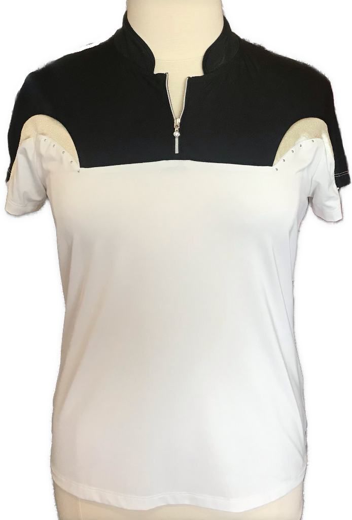 Izod XFG Cool-FX White Black Colorblock Top w/Silver Accent Size XL