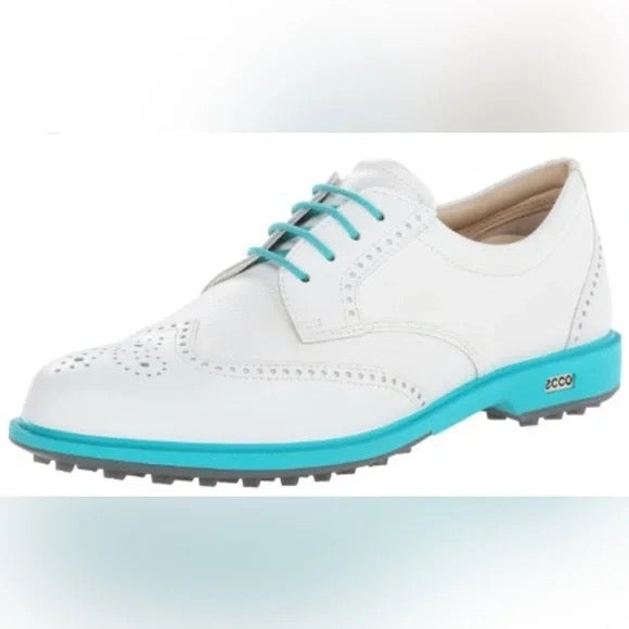 New Ecco Women's Your Hybrid White & Teal Oxford Golf Shoes Size 38 (8