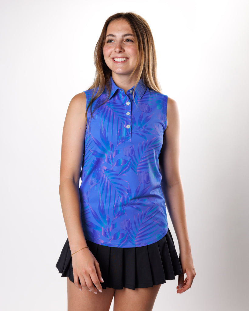 New Sunday Swagger Blue Lagoon Sleeveless Women's Golf Polo