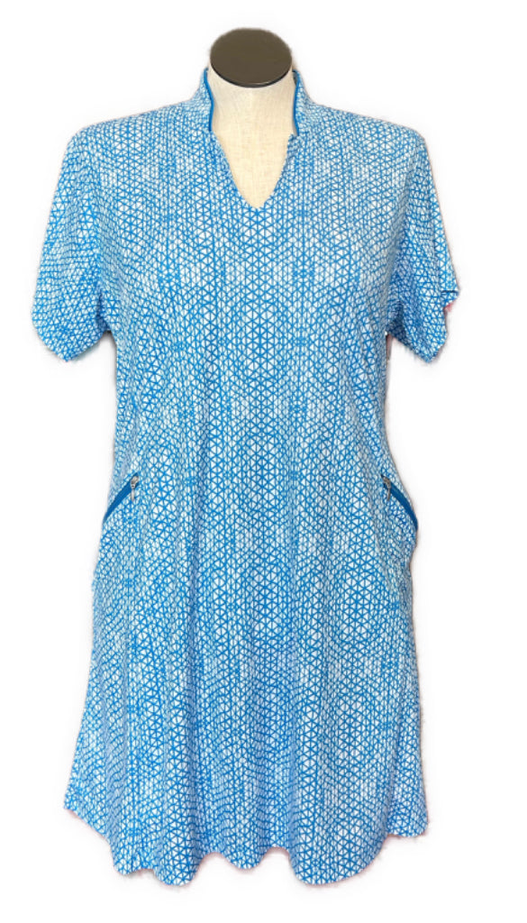 Bermuda Sands White & Blue Print Short Sleeve Golf Dress Size XL MSP$1 Bermuda Sands White & Blue Print Short Sleeve Golf Dress Size XL MSP$1