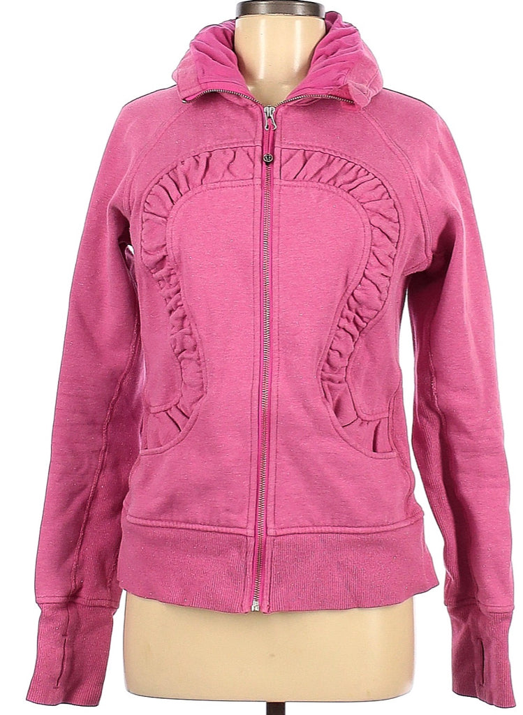 Lululemon Scuba Pink Sparkle Full-Zip Sweatshirt Size 8. MSP$118