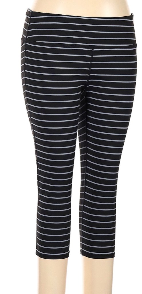 Athleta Black & Gray Striped Crop Tights Size XL. MSP$89