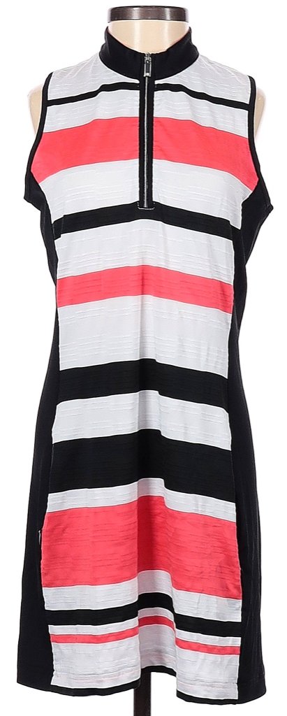 Tail White, Black & Red Striped Sleeveless Golf Dress Size XS. MSP$100