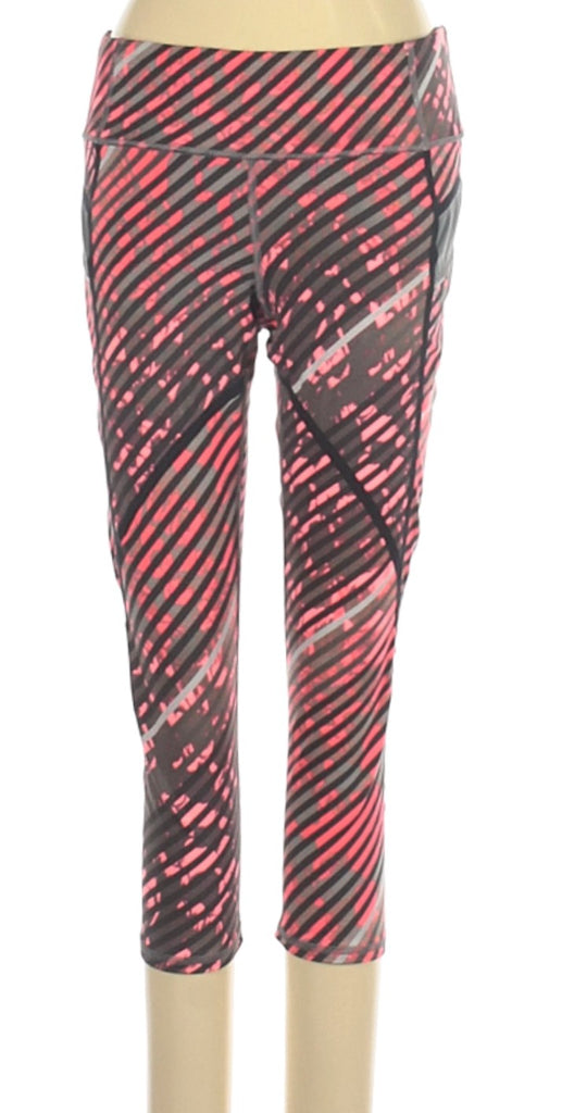 Athleta Black, Gray & Coral Striped Capri Pants Size XS MSP$79