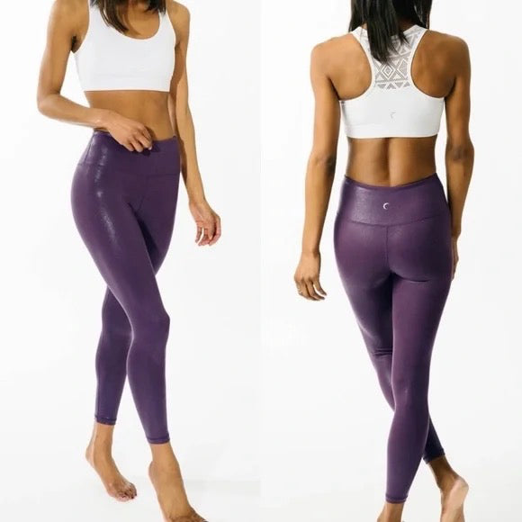 Zyia Metallic black leggings womens size 12 workout pants gym