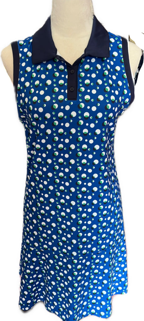 Lillie Green Blue & Navy Dot print Golf Dress Size M Lillie Green Blue & Navy Dot print Golf Dress Size M