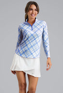 New Ibkul Tony Print Long Sleeve Mock Neck Top MSP $105-4