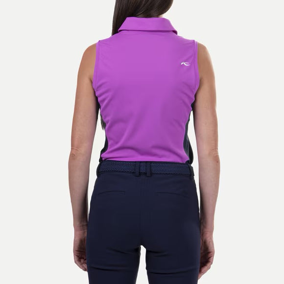 New Kjus Women's Cool Recovery Sleeveless Polo Foxglove/Blue Size M MSP$119