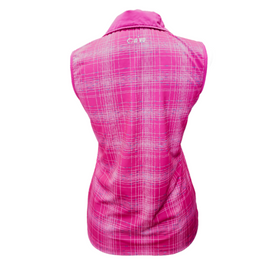 Nivo Sport Magenta & White Plaid Sleeveless Women's Golf Polo w/ Blue Accents Size S - 0