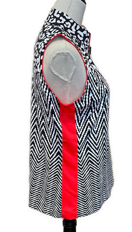 Tail Womens Navy/White w/Red Animal Print Sleeveless Golf Polo Size M MSP$101 - 0