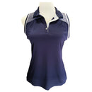 PGA Tour Navy & White Squared Woven Sleeveless Women's Golf Top Size S-1