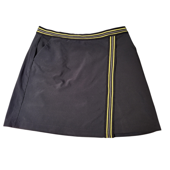 Greg Norman Black Faux Wrap Golf skort w/ Yellow Accents Size L MSP$89