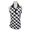 Women's Callaway Sleeveless Black & White Geo Print Golf Polo Size M-3