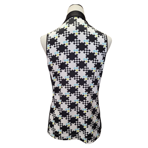 Women's Callaway Sleeveless Black & White Geo Print Golf Polo Size M