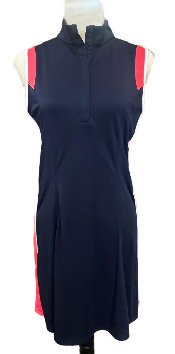 Callaway Navy Women's Sleeveless Golf Dress w/ Pink & White Accents Size M MSP$110