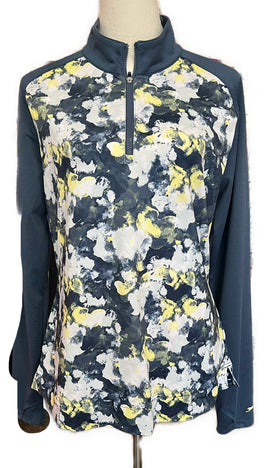 Slazenger Women's Slate Blue & Yellow Floral Golf Pullover Size L