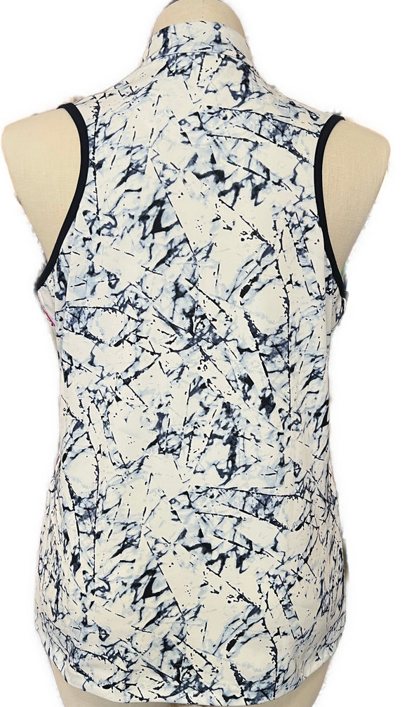 Tail Activewear White & Navy Print Sleeveless Golf Polo Size XL MSP$96