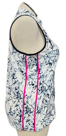 Tail Activewear White & Navy Print Sleeveless Golf Polo Size XL MSP$96-3