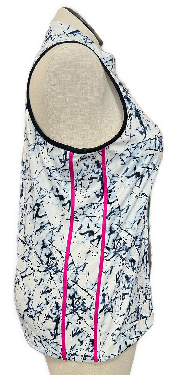 Tail Activewear White & Navy Print Sleeveless Golf Polo Size XL MSP$96