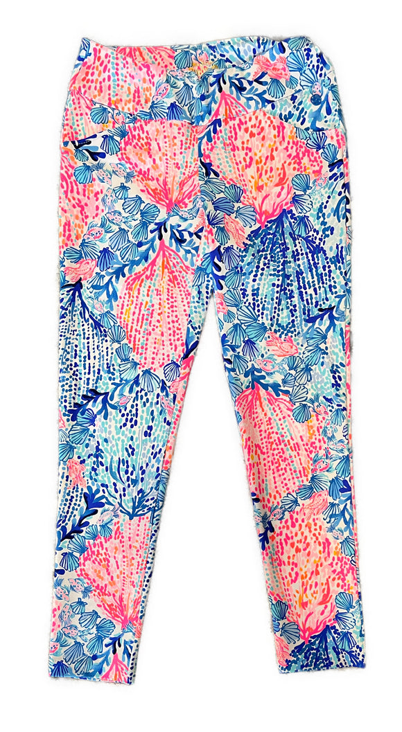 Lilly Pulitzer Luxletic Pink & Blue Sea Print Golf Pant Size 2 MSP$138