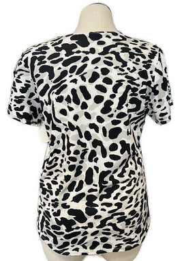 Tail White Black Animal Print Short Sleeve Activewear Top Size XL MSP$75 - 0