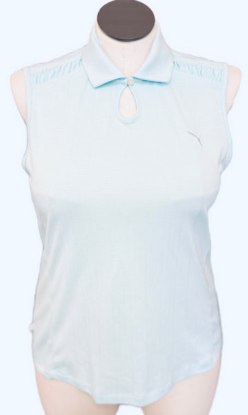 Puma Women's Aqua Print Sleeveless Golf Polo Size XL