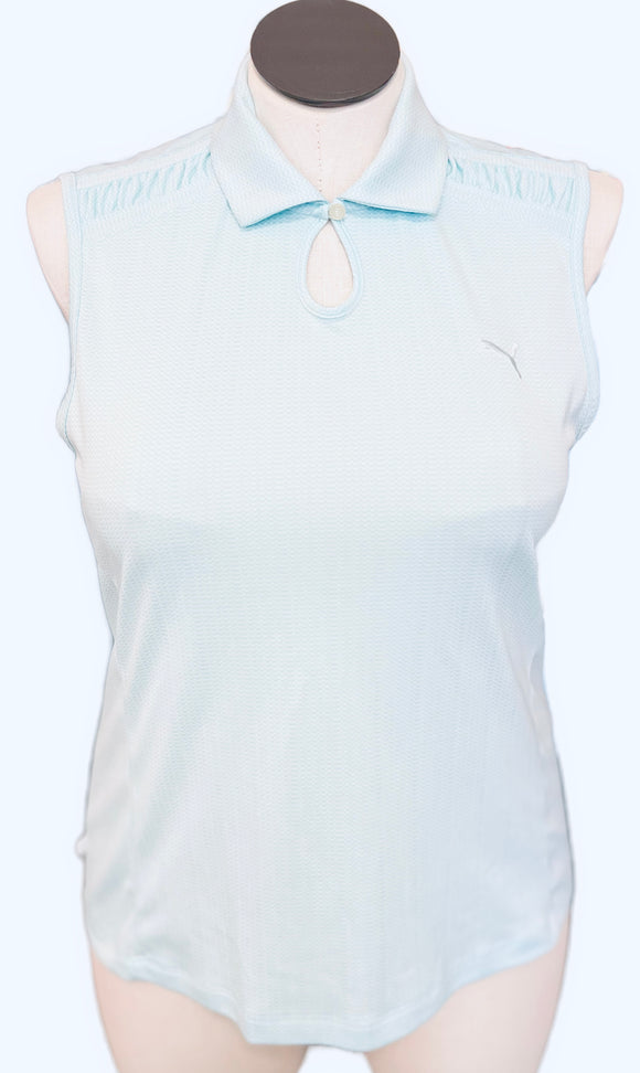 Puma Women's Aqua Print Sleeveless Golf Polo Size XL