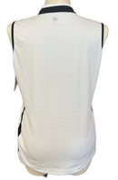 Tail Women's White Ribbed Golf Top with Navy Trim Size XL MSP$90-2