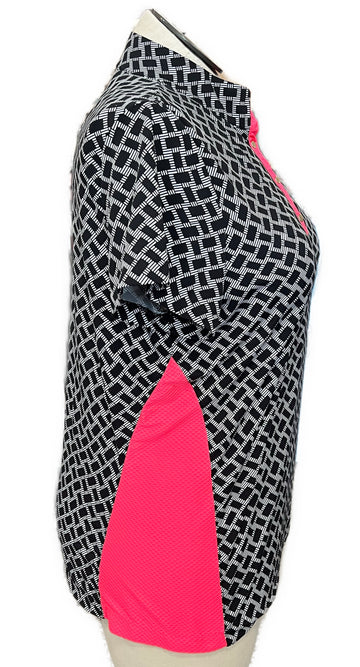 Tail Women's Black & White Grid Print Short Sleeve Golf Top Size XL MSp$100 - 0