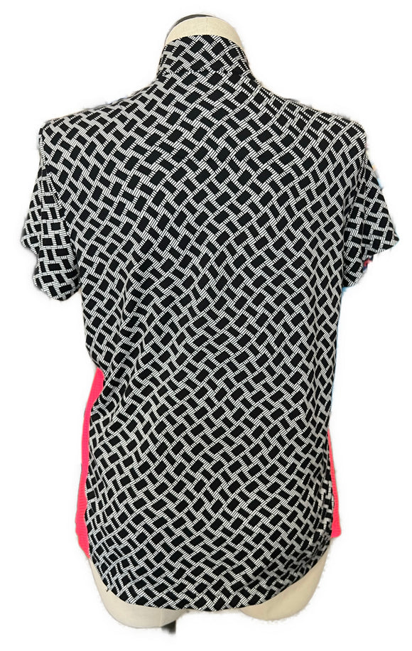 Tail Women's Black & White Grid Print Short Sleeve Golf Top Size XL MSp$100