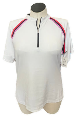 Tail Women's White Ribbed Short Sleeve Golf top w/ Color Accents Size XL MSp$100