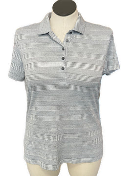 Puma Women's Gray & White Striped Golf Polo Size XL  MSP$65