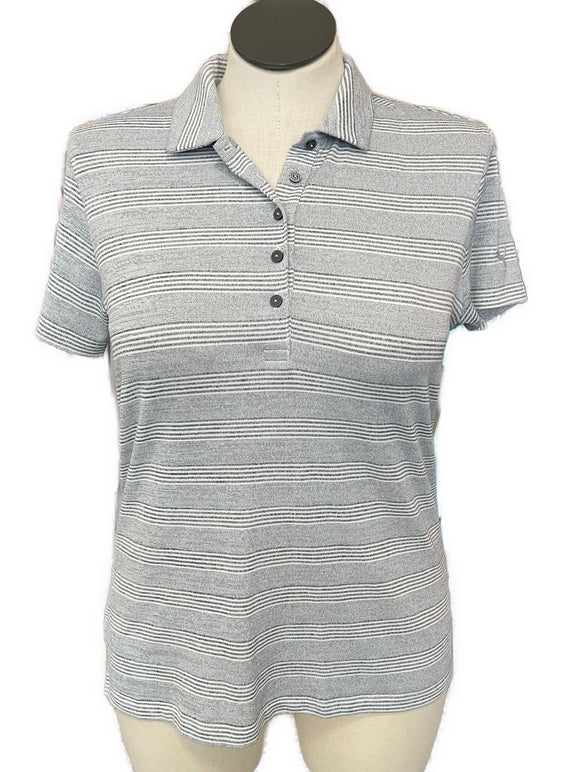Puma Women's Gray & White Striped Golf Polo Size XL  MSP$65