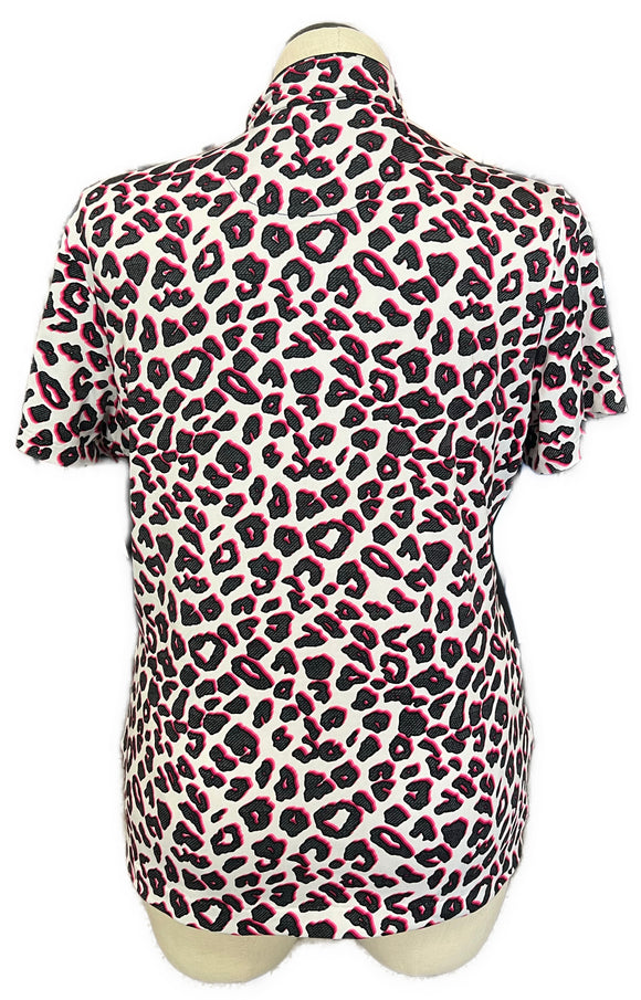 Tail White, Black & Pink Animal Print Short Sleeve Golf Top Size XL MSP$105