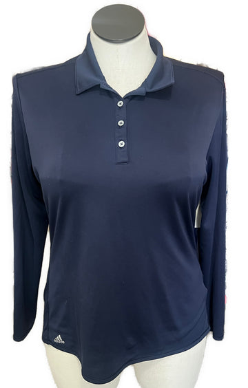 Adidas Women's Navy Long Sleeve Golf Polo Size XL MSP$70