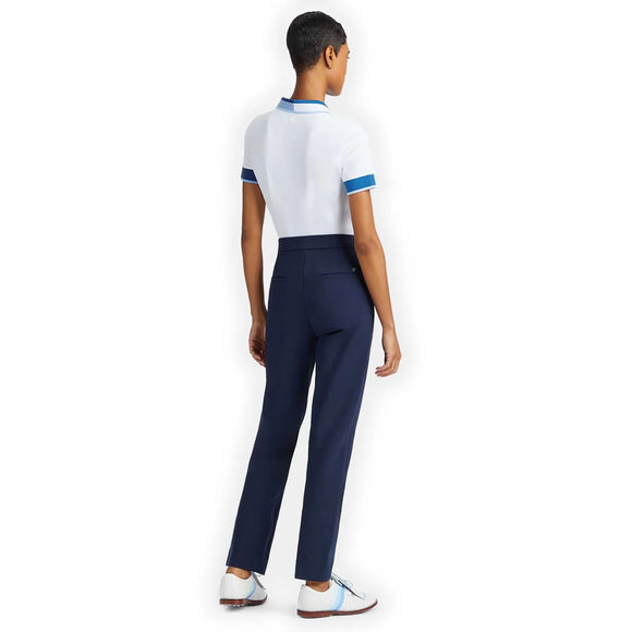 New Women's G/Fore Zip Tech Pique Golf Polo White/Blue MSP$130