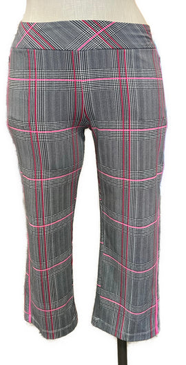 Tail Activewear Women's Black & Pink Plaid Golf Capri Pants Size 12 MSP$95 - 0