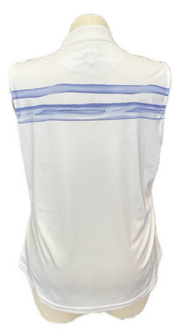 Footjoy Women's White & Purple Watercolor Sleeveless Golf Polo Size XL MSP$80 - 0